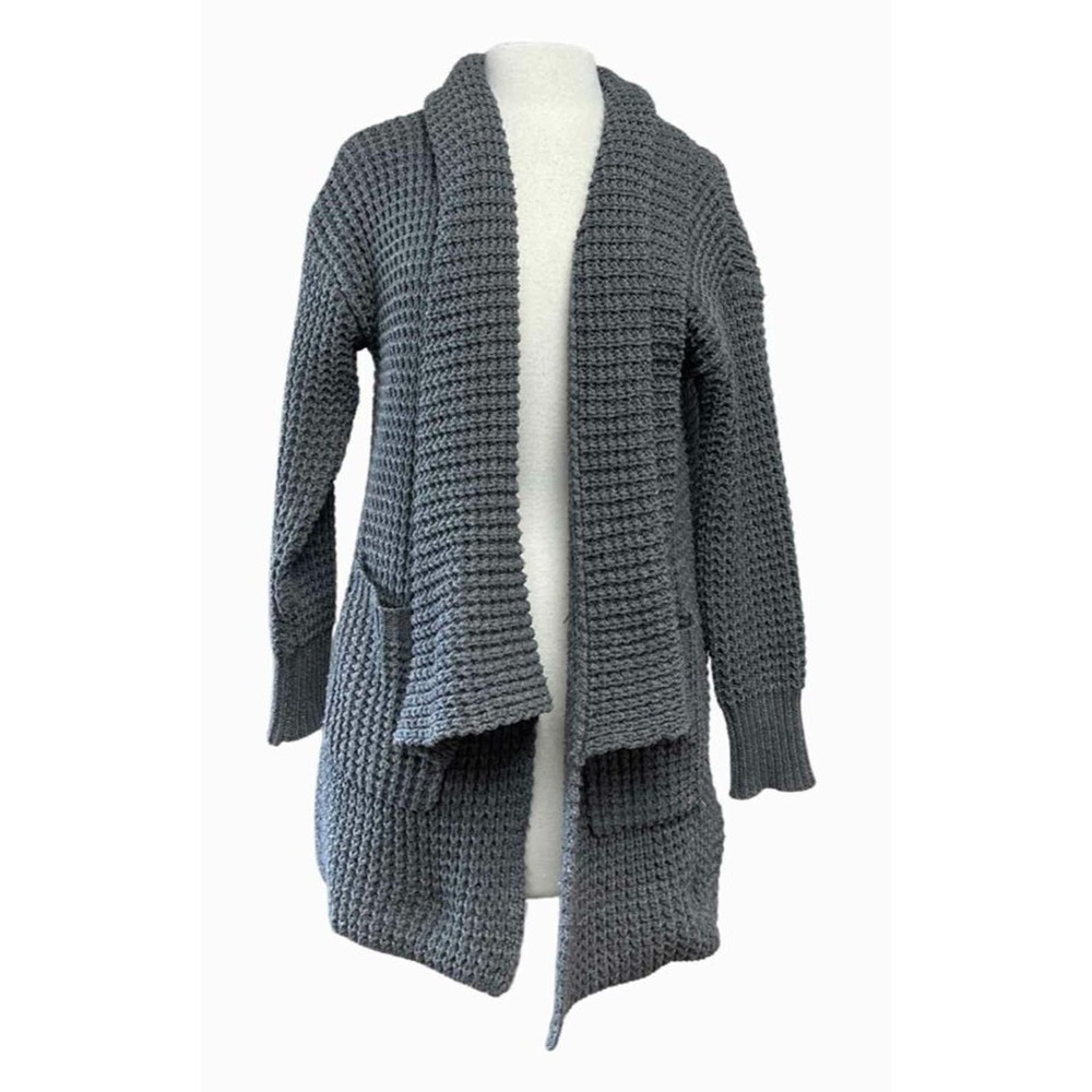 ANTHROPOLOGIE CHUNKY KNIT SHAWL OPEN GRAY CARDIGAN SIZE M